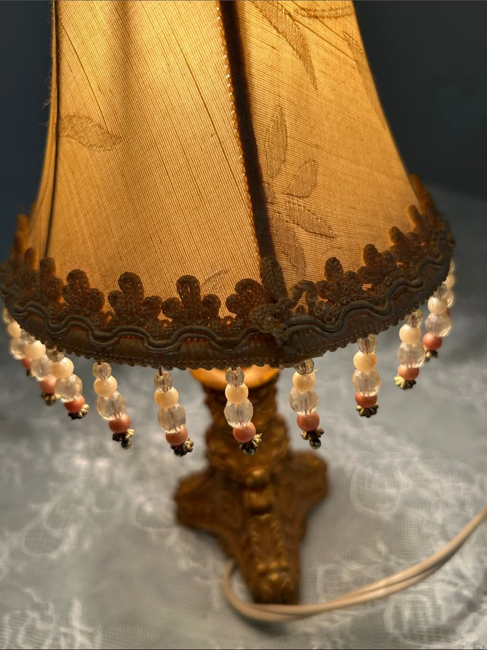 Vintage Small Resin Lamp Gold Finish 12 inches high